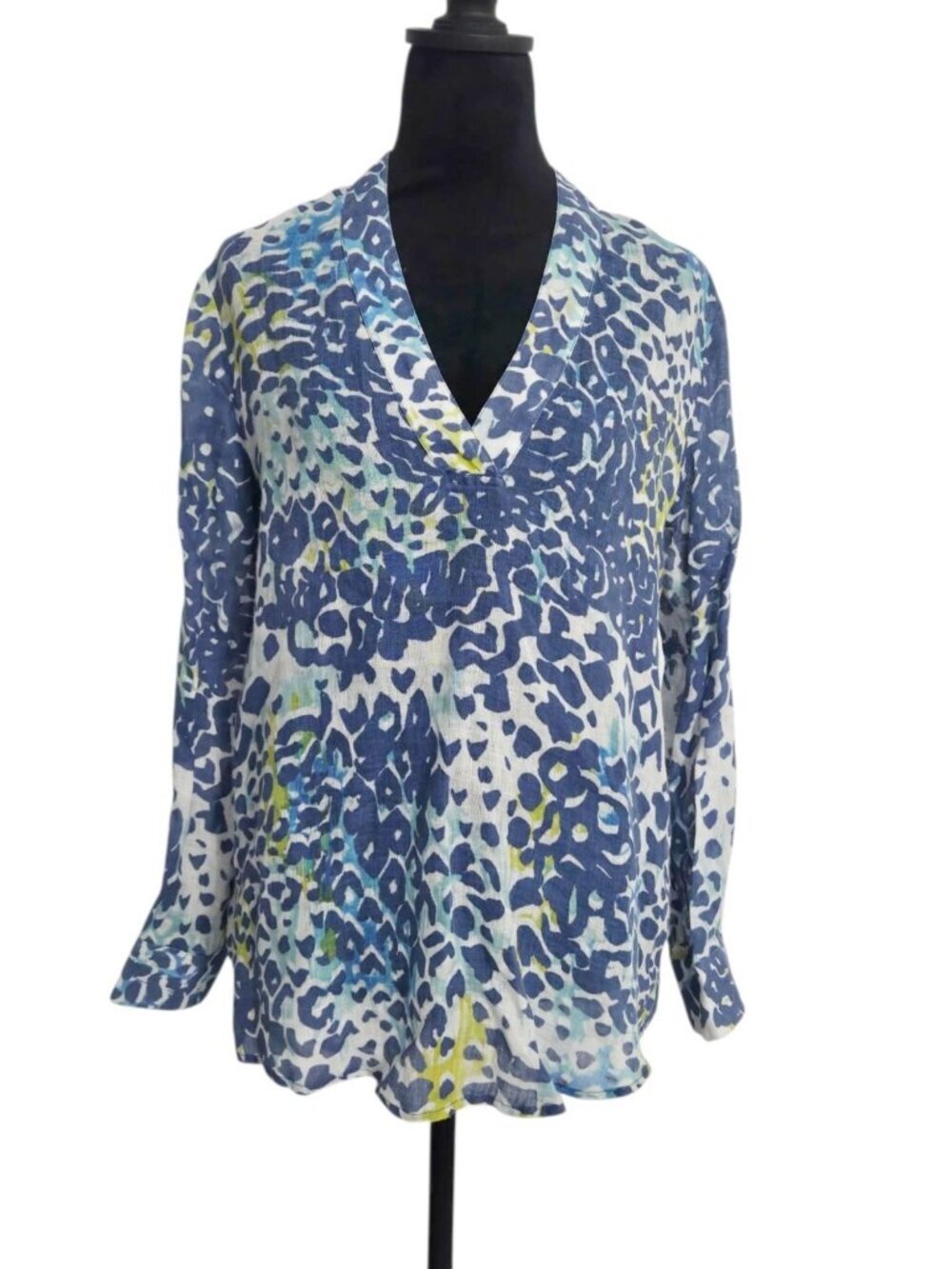 120% Lino Size 42  Top Blouse Tunic Long Sleeve Colorfull